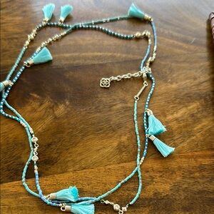 Kendra Scott Double Wrap Turquoise Beaded Necklace with Tassels
